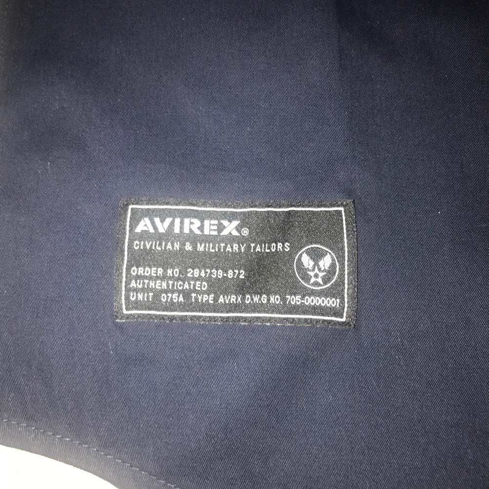 Avirex Shirt Men's Medium Core Short Sleeve Military Officer Navy Blue Patches - Picture 5 of 5